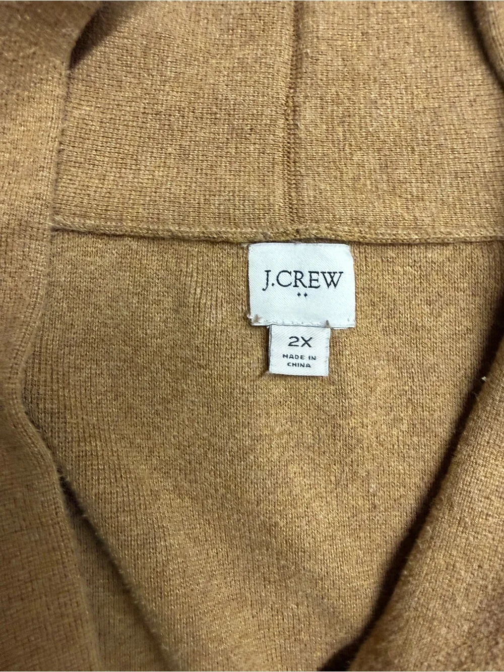 J.Crew Camel Brown Shawl Collar Open Front Cardigan Sweater Blazer 2X